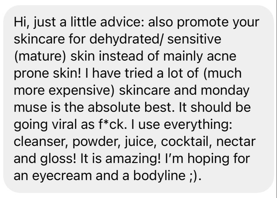 Customer message to Monday Muse